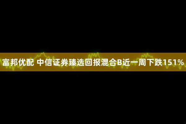 富邦优配 中信证券臻选回报混合B近一周下跌151%