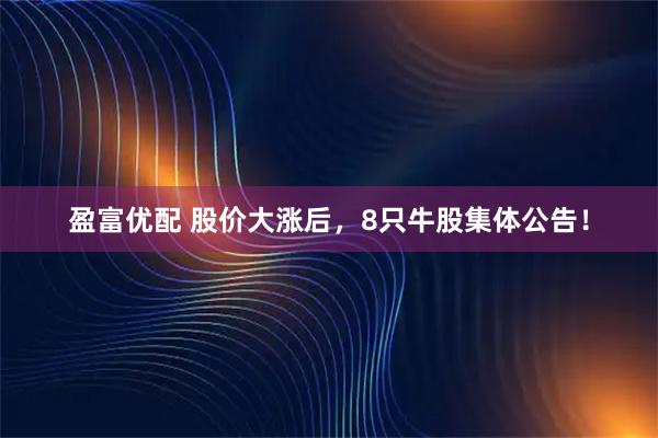 盈富优配 股价大涨后，8只牛股集体公告！
