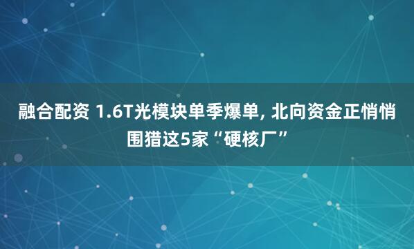 融合配资 1.6T光模块单季爆单, 北向资金正悄悄围猎这5家“硬核厂”